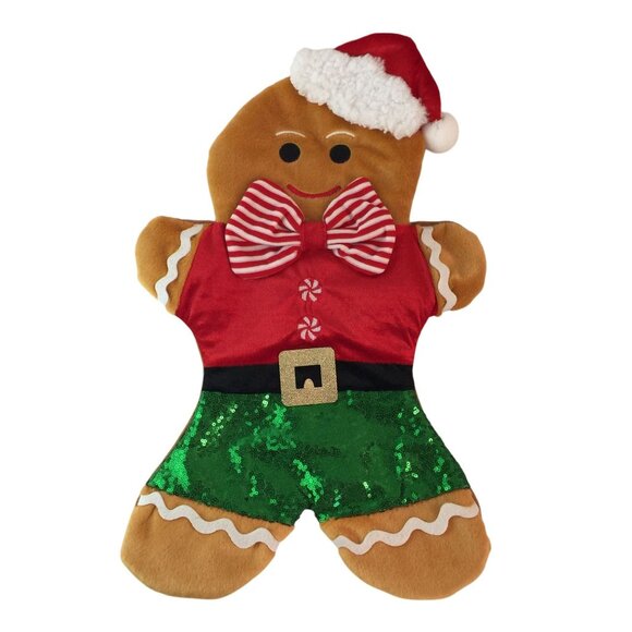Macys Holiday Lane Gingerbread Man Christmas Stockings Sparkle Sequins NWT - Picture 2 of 8